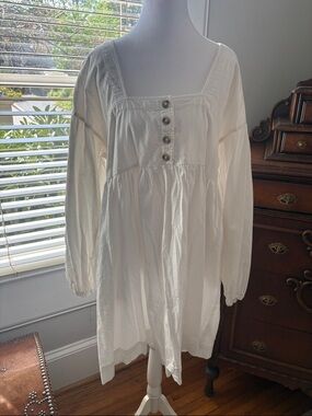 Anthropologie Cream Button-Front Dress